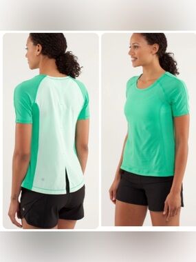 EUC Lululemon Run: Silver Lining Short Sleeve *Very Green / Fresh Teal (US 8)
